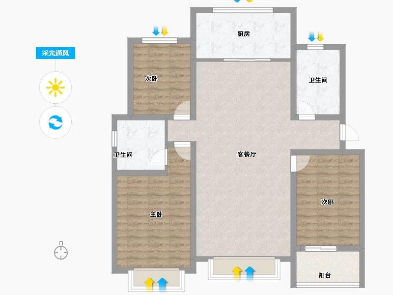 甘肃省-平凉市-新河湾B区-105.90-户型库-采光通风