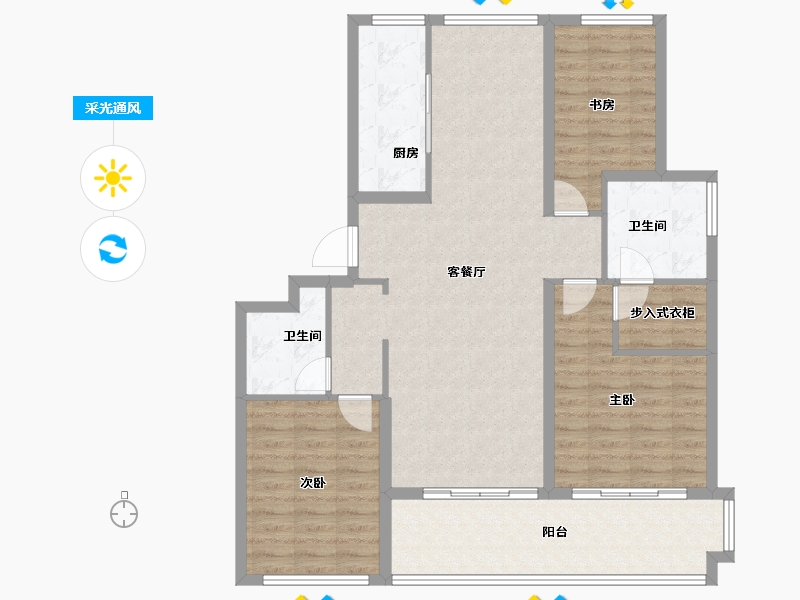 浙江省-衢州市-蓝城·春风江山-108.71-户型库-采光通风