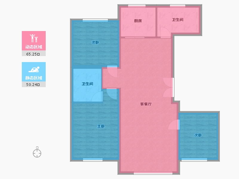 内蒙古自治区-呼伦贝尔市-红毛柳家园-105.00-户型库-动静分区