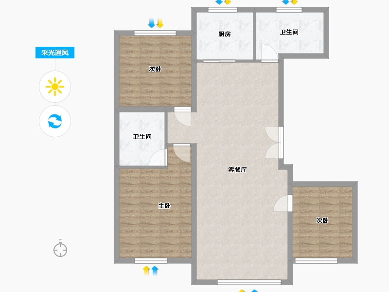 内蒙古自治区-呼伦贝尔市-红毛柳家园-105.00-户型库-采光通风