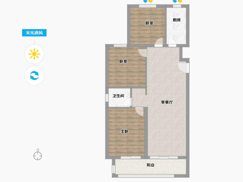 河北省-廊坊市-荣盛·花语璟园-79.20-户型库-采光通风