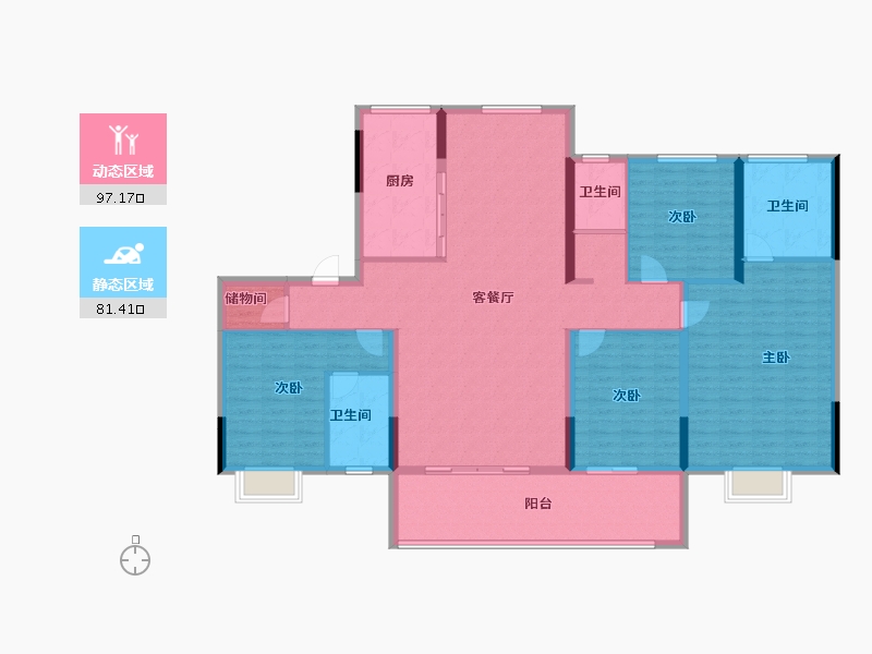 山东省-枣庄市-碧桂园鹏泰映月台二期-162.84-户型库-动静分区