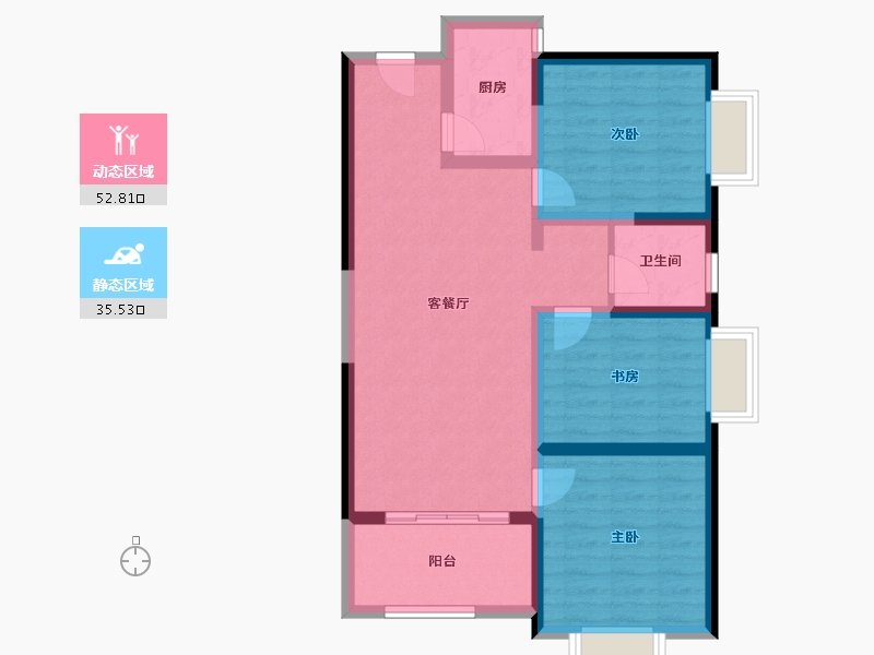 云南省-昆明市-金泰国际Ⅲ期名门-78.46-户型库-动静分区