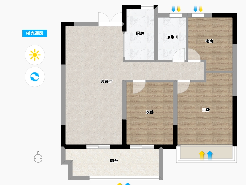 安徽省-宿州市-绿城岱湖世纪城丁香园-80.80-户型库-采光通风