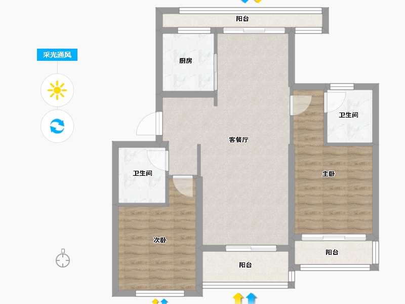 浙江省-衢州市-蓝城·春风江山-77.99-户型库-采光通风