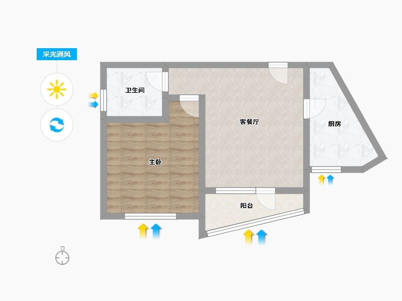 山东省-烟台市-融创果岭海岸-51.96-户型库-采光通风