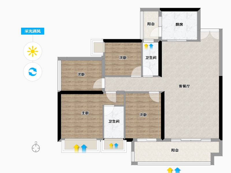 广东省-韶关市-正德玥珑山-103.78-户型库-采光通风