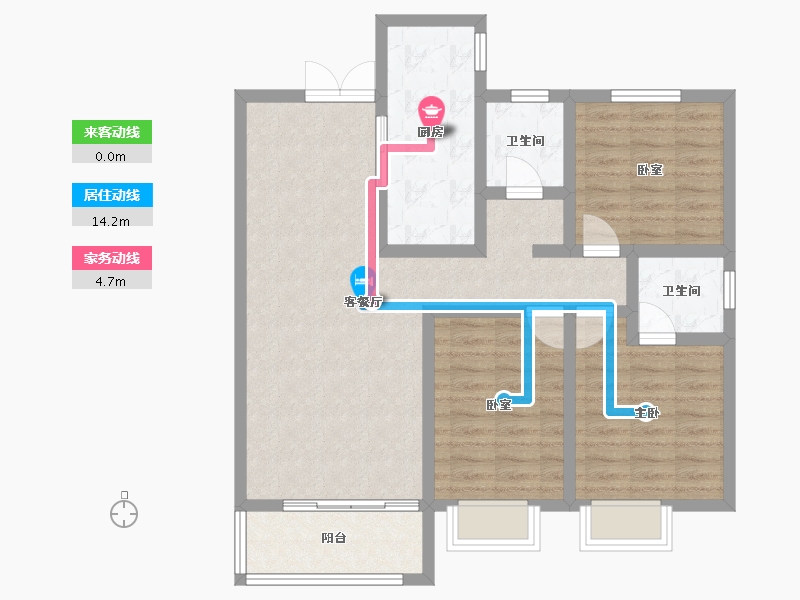 甘肃省-平凉市-兴盛茗馨佳园-88.37-户型库-动静线