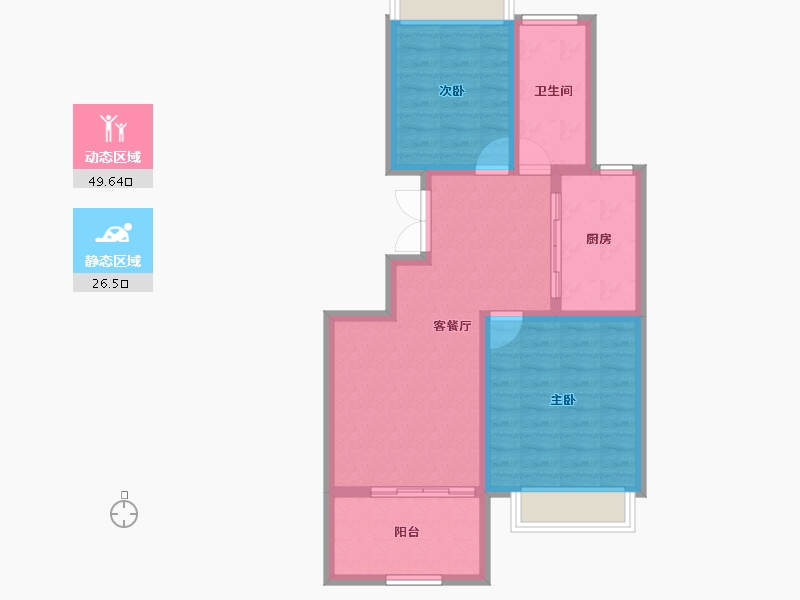 湖北省-荆门市-凯凌·香格里拉三期-67.93-户型库-动静分区