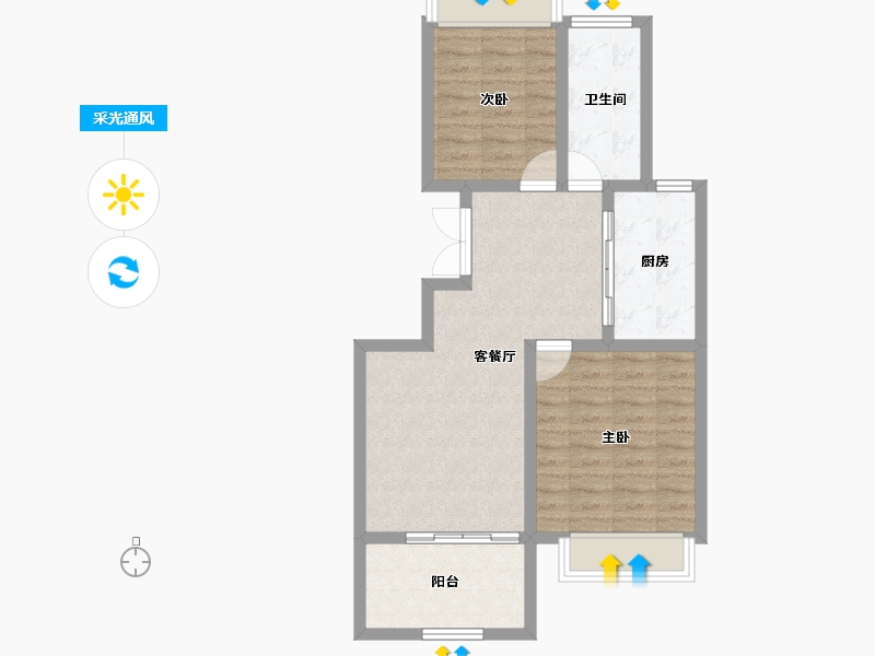 湖北省-荆门市-凯凌·香格里拉三期-67.93-户型库-采光通风