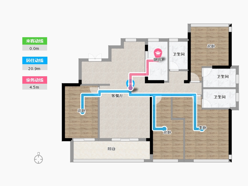 福建省-福州市-中茵天俊玖珑台-124.00-户型库-动静线