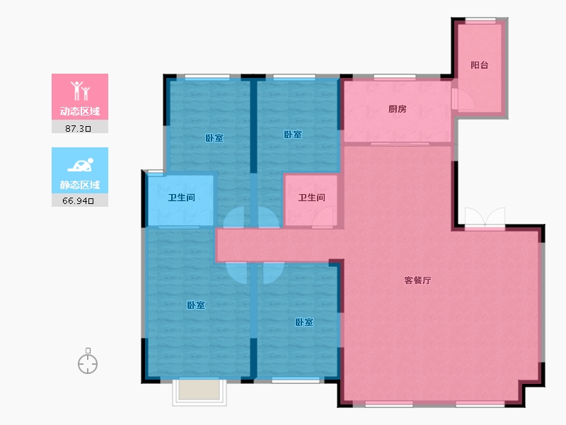 内蒙古自治区-鄂尔多斯市-亿利壹号院-140.62-户型库-动静分区