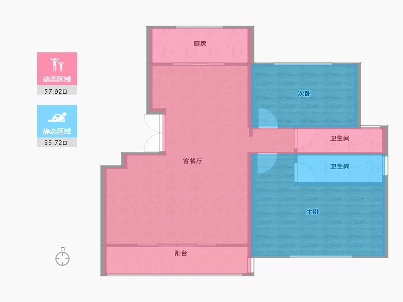 山东省-烟台市-海阳凤凰城-86.40-户型库-动静分区