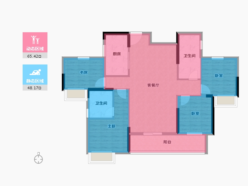 湖北省-荆州市-九坤·玉沙府-101.59-户型库-动静分区