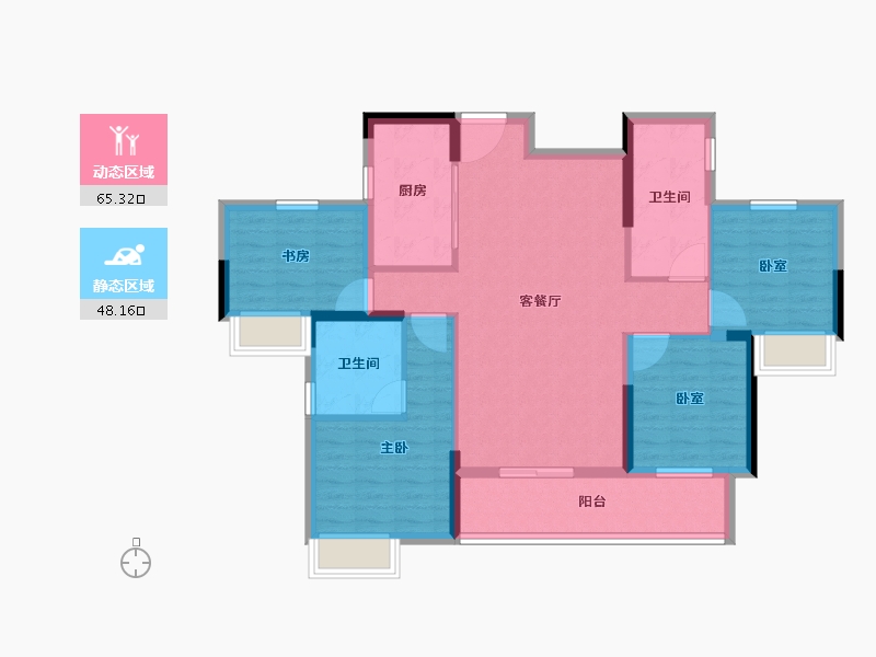 湖北省-荆州市-九坤·玉沙府-101.64-户型库-动静分区