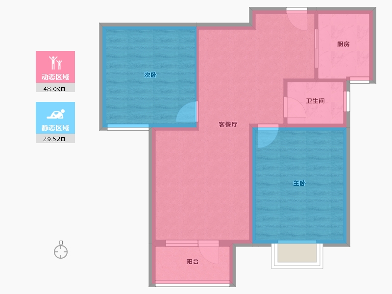 河北省-廊坊市-霸州荣盛清芦屿-69.55-户型库-动静分区