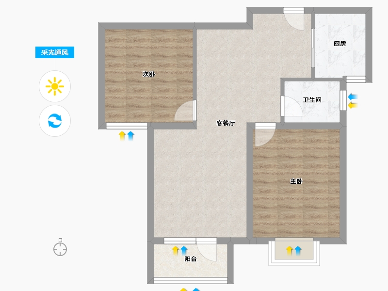 河北省-廊坊市-霸州荣盛清芦屿-69.55-户型库-采光通风