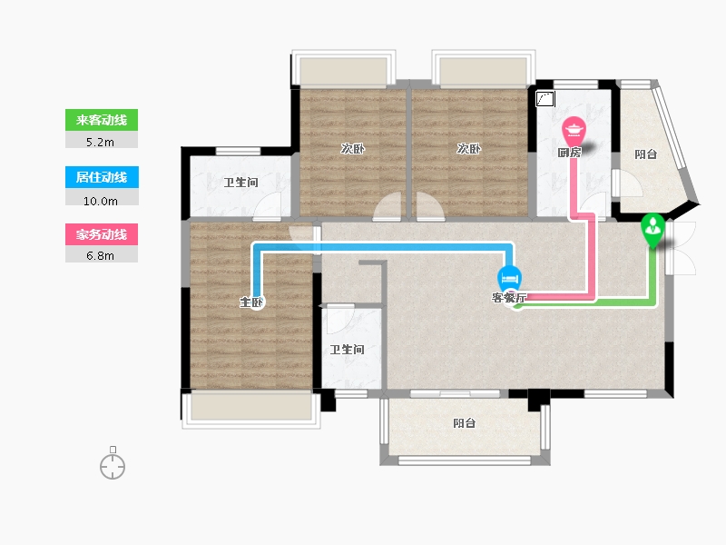 湖南省-郴州市-金色中央翰府-108.62-户型库-动静线