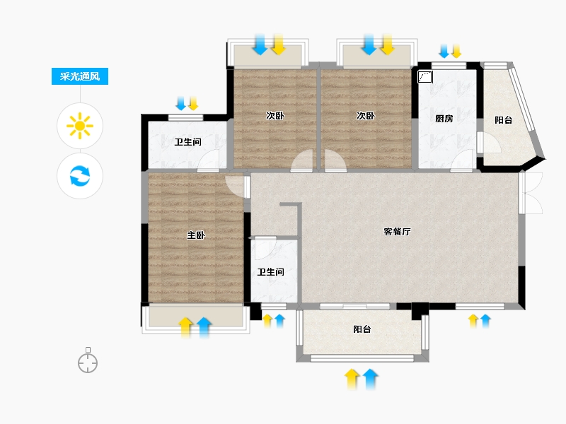 湖南省-郴州市-金色中央翰府-108.62-户型库-采光通风