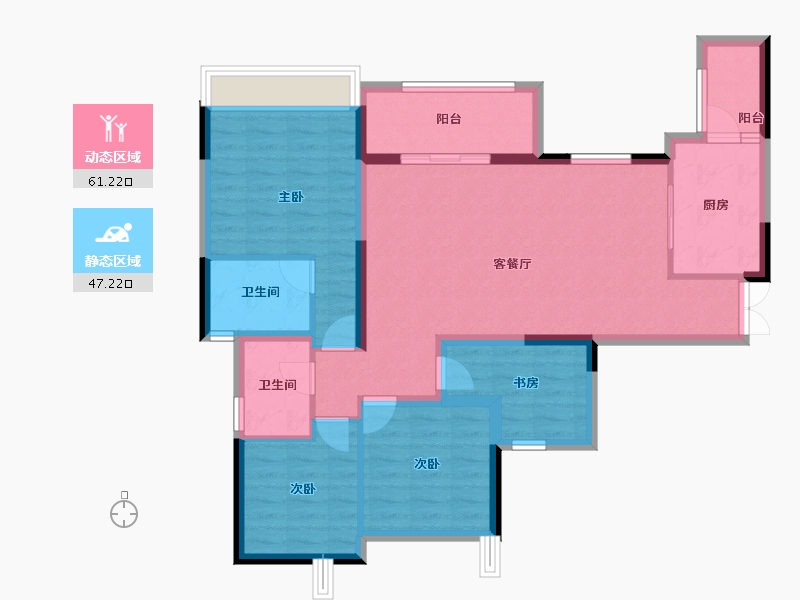 四川省-攀枝花市-龙信·澜公馆-96.66-户型库-动静分区