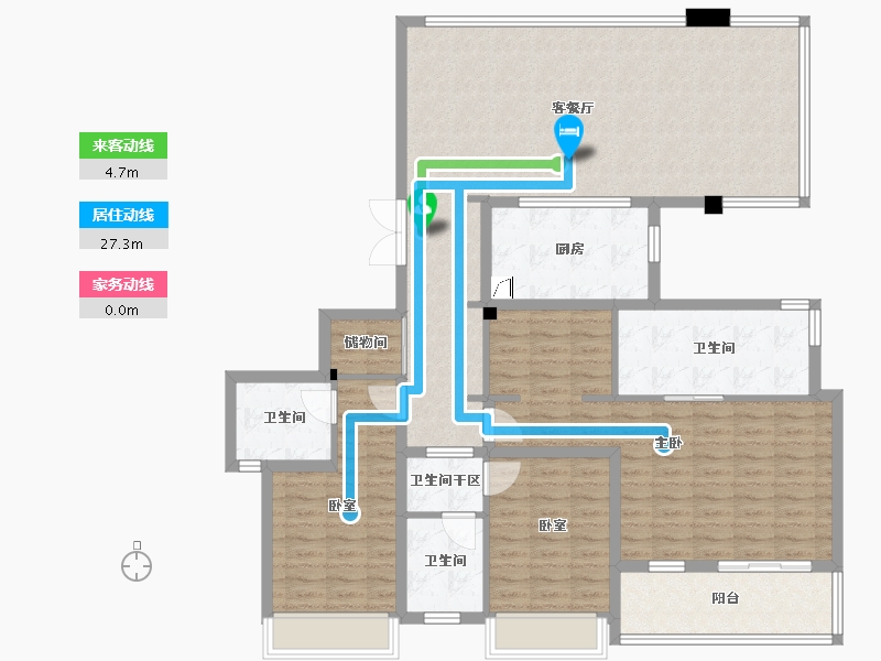 浙江省-温州市-万科翡翠心湖.-136.00-户型库-动静线