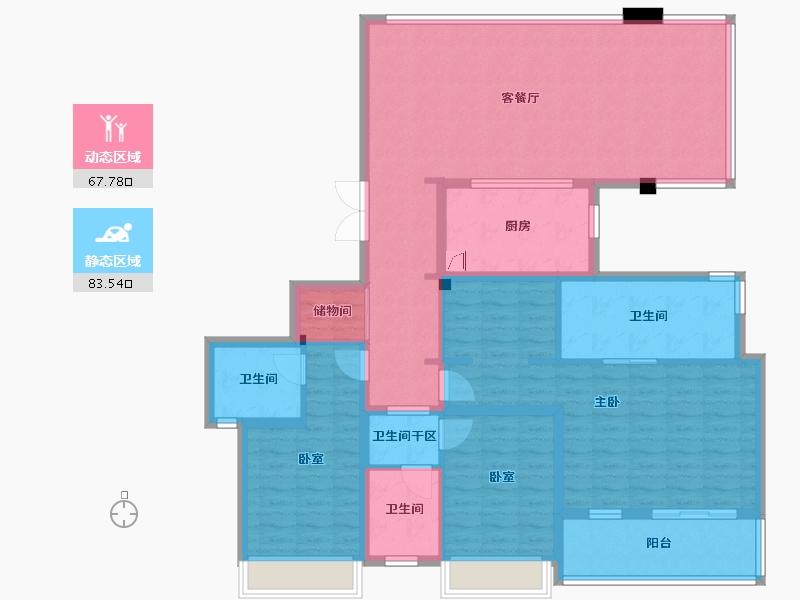 浙江省-温州市-万科翡翠心湖.-136.00-户型库-动静分区