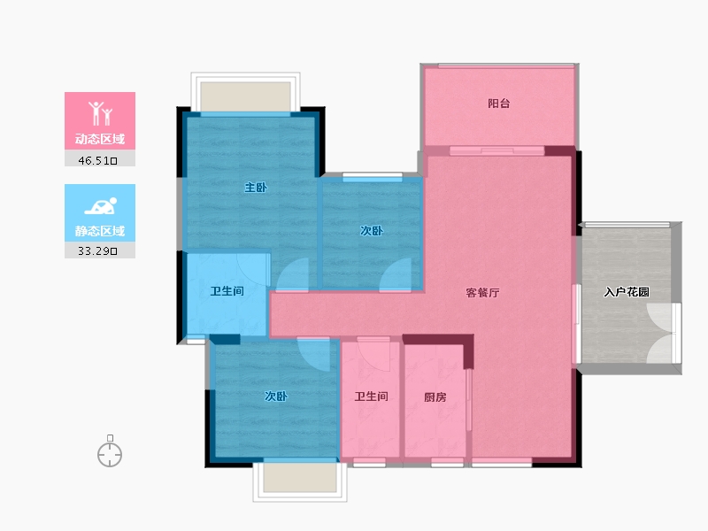 广东省-江门市-蓬江玉圭园-80.14-户型库-动静分区