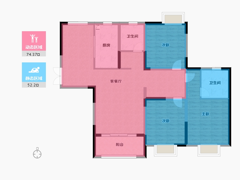 江苏省-连云港市-新海岸·熙墅湾-113.61-户型库-动静分区