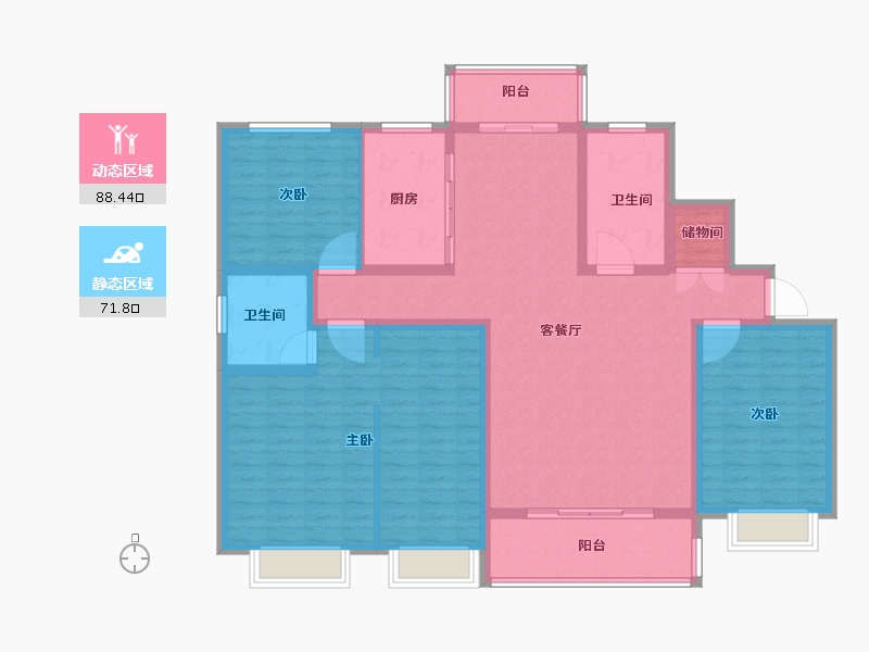 山东省-济宁市-冠鲁明德华府-144.81-户型库-动静分区