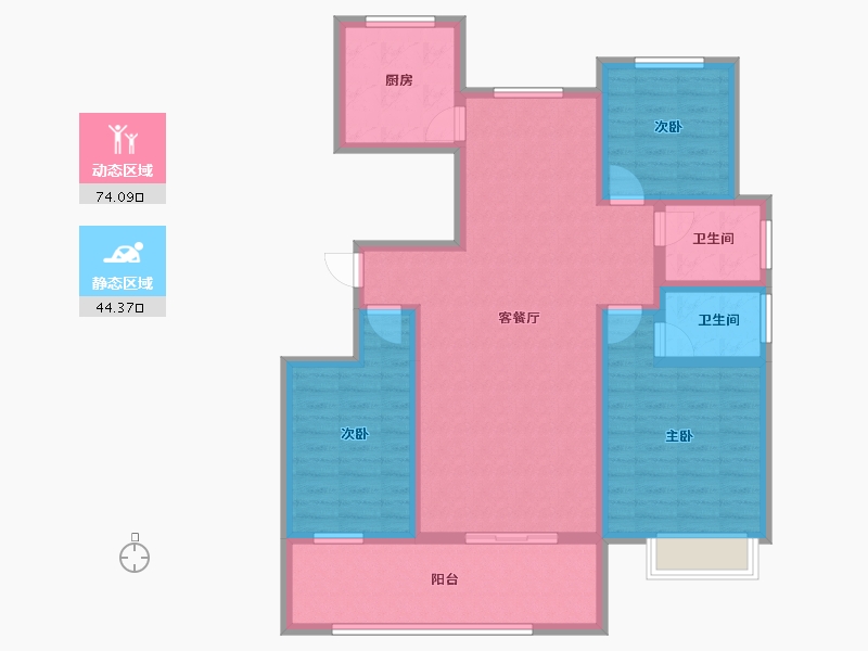 山东省-潍坊市-中晨壹号院-105.34-户型库-动静分区