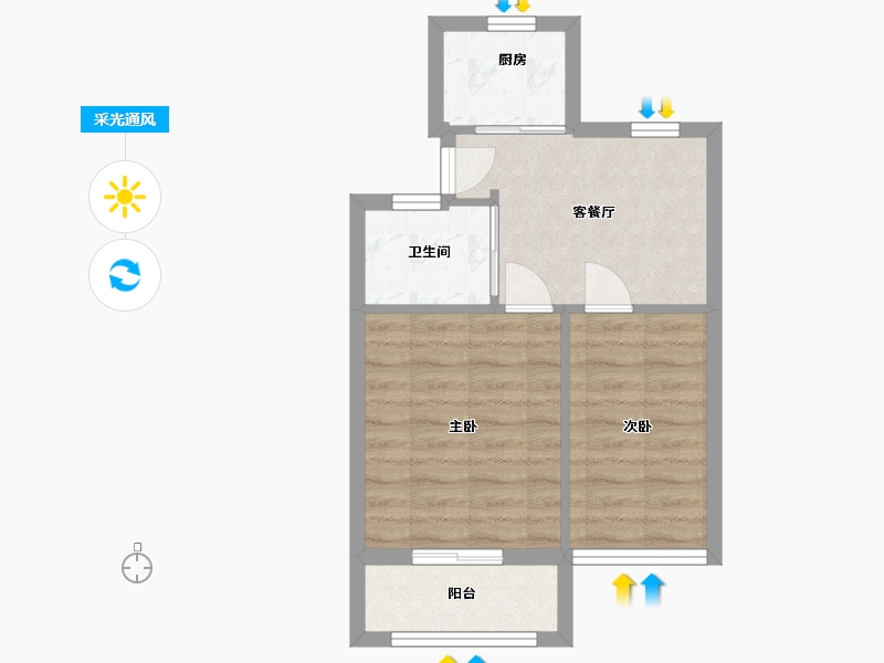 江苏省-常州市-东方花园(张巷路店)-65.00-户型库-采光通风