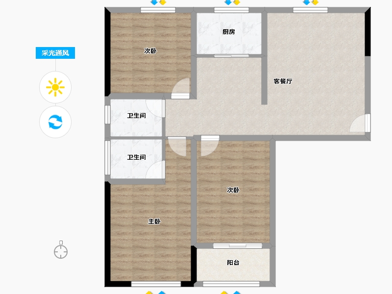 山东省-菏泽市-金河1号-96.06-户型库-采光通风