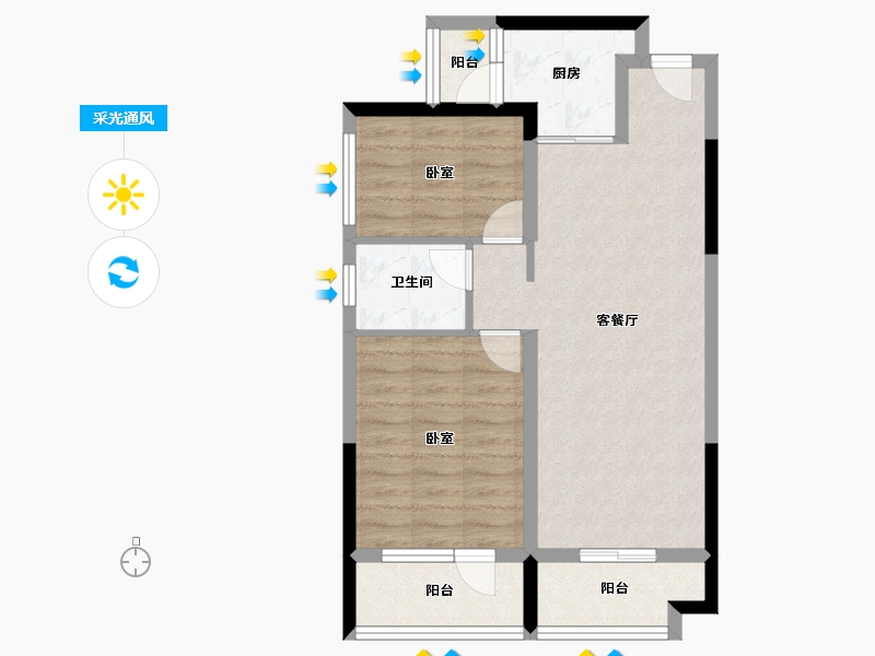 广东省-深圳市-钧濠MIXpark住宅-65.60-户型库-采光通风