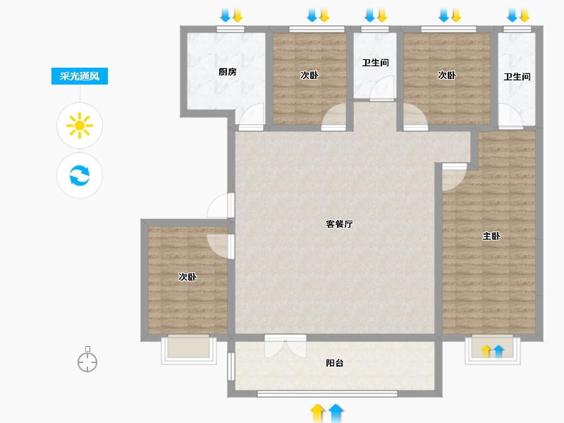 山东省-潍坊市-邦泰天璞-138.55-户型库-采光通风