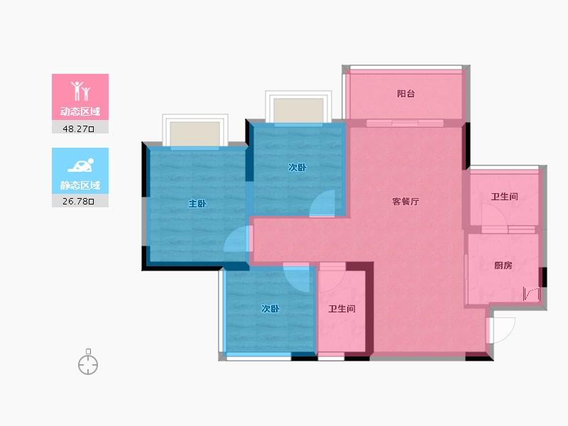 四川省-内江市-邦泰·大学城1号-66.01-户型库-动静分区