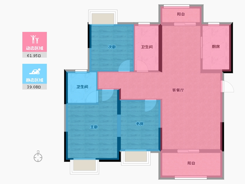 湖北省-荆州市-松滋博森翰林城-90.39-户型库-动静分区