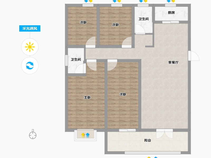 山东省-潍坊市-邦泰天璞-121.38-户型库-采光通风