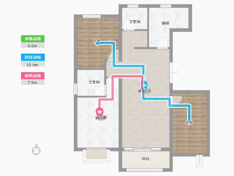 河北省-秦皇岛市-那畔雲起墅-88.80-户型库-动静线