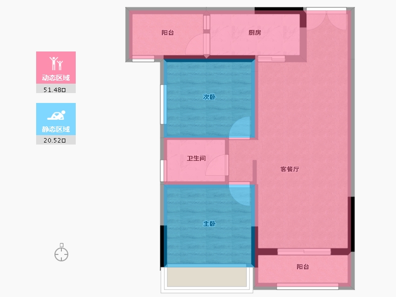 四川省-攀枝花市-龙信·澜公馆-63.61-户型库-动静分区