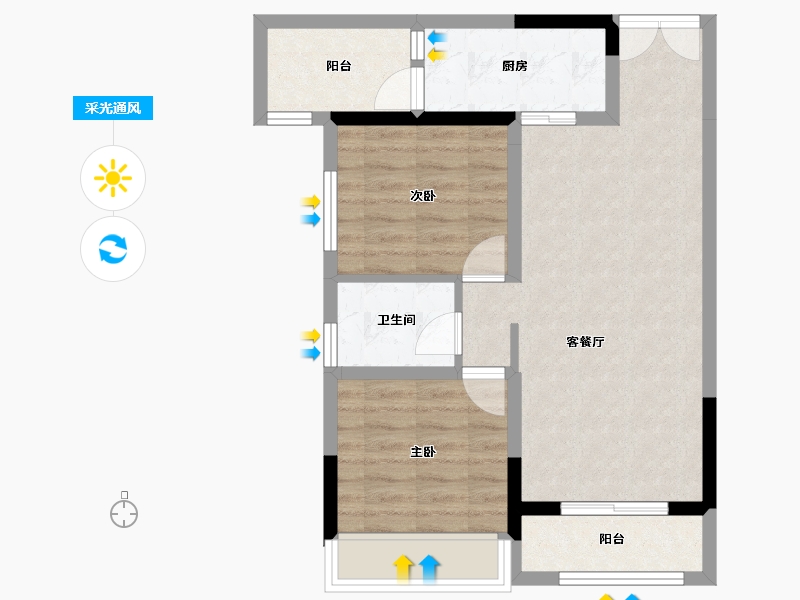 四川省-攀枝花市-龙信·澜公馆-63.61-户型库-采光通风