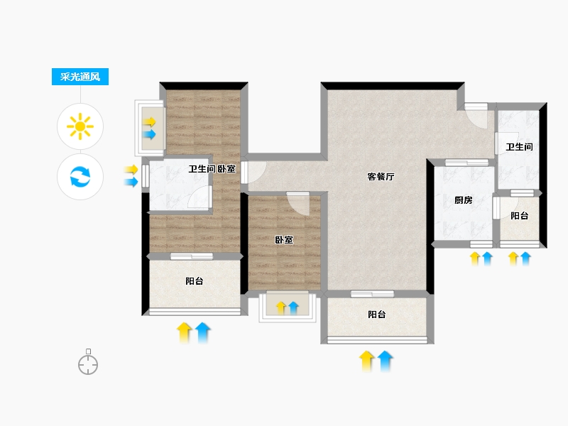 广东省-深圳市-钧濠MIXpark住宅-78.41-户型库-采光通风