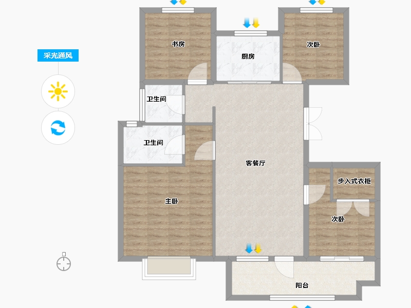 山东省-潍坊市-鲁商首府-109.09-户型库-采光通风