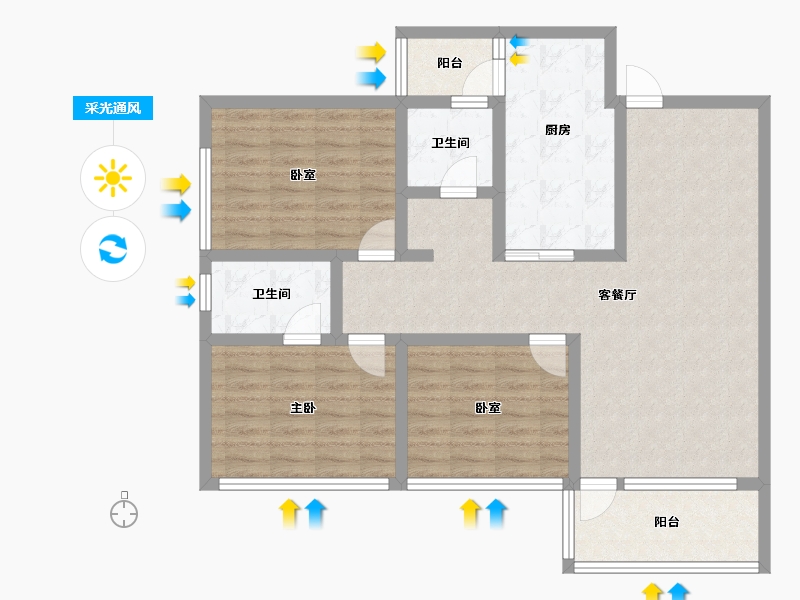 湖北省-咸宁市-金色海湾星河湾-99.14-户型库-采光通风