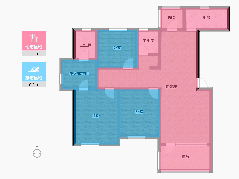 湖北省-咸宁市-金色海湾星河湾-103.07-户型库-动静分区