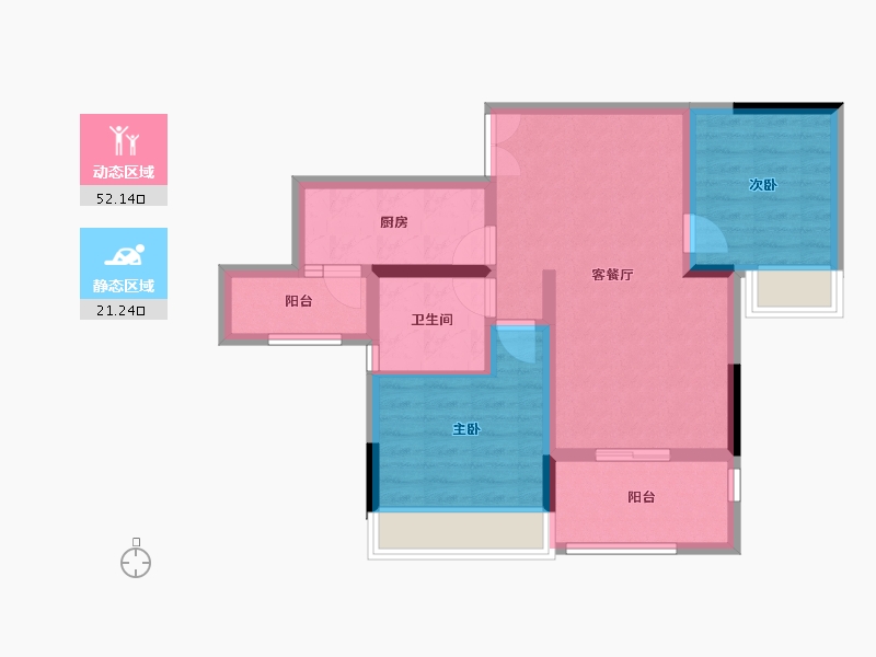 四川省-攀枝花市-龙信·澜公馆-64.42-户型库-动静分区