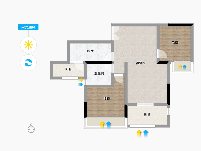 四川省-攀枝花市-龙信·澜公馆-64.42-户型库-采光通风