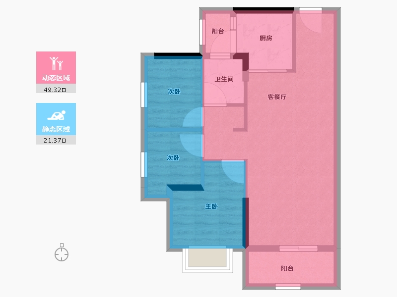 广东省-肇庆市-四会碧桂园明珠花园-62.88-户型库-动静分区