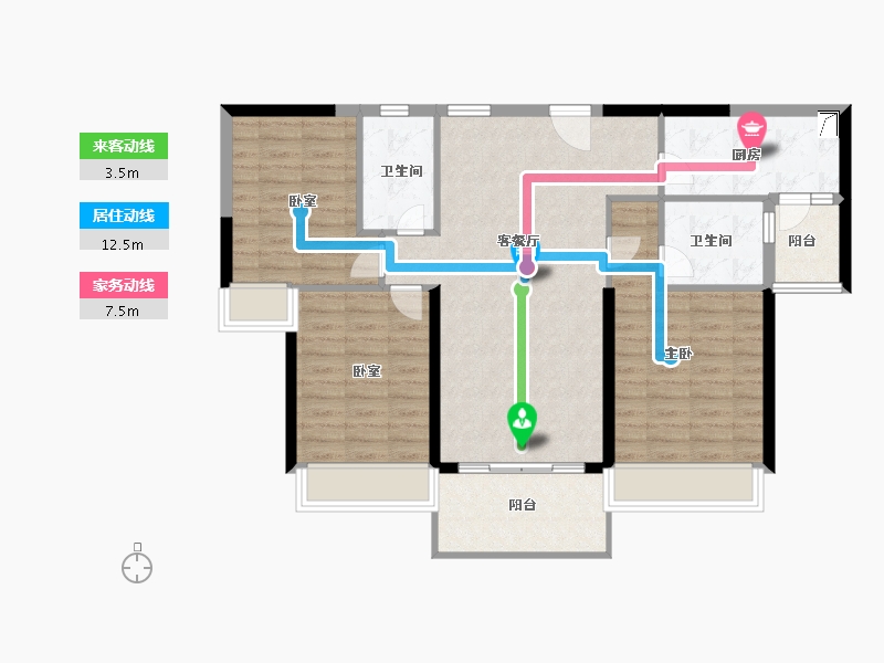 广东省-河源市-碧桂园凤凰名筑-94.39-户型库-动静线