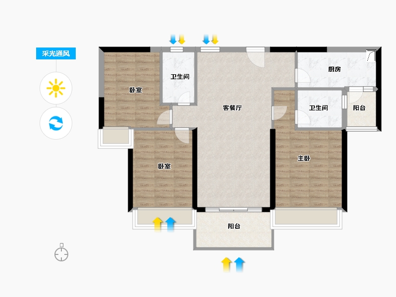 广东省-河源市-碧桂园凤凰名筑-94.39-户型库-采光通风