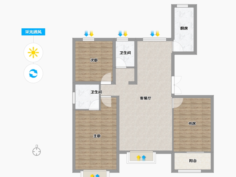 河北省-秦皇岛市-唐韵雲起墅-103.64-户型库-采光通风